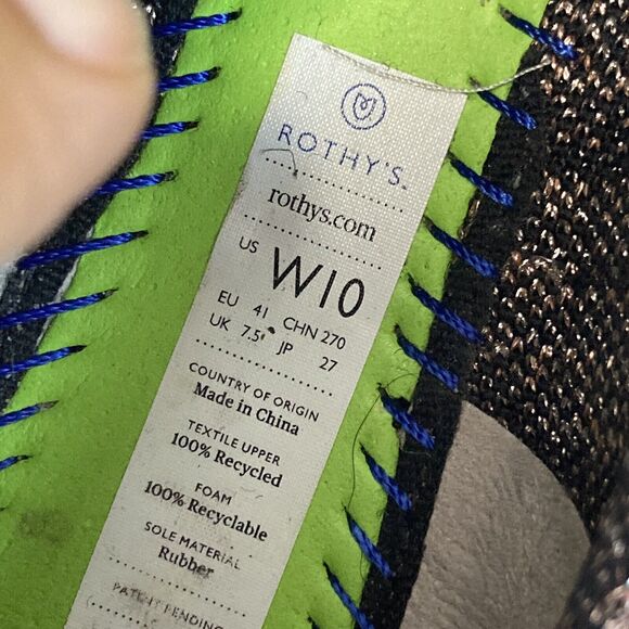 Rothys Ballet Flats Womens 10 Black Gold Shimmer Round Toe Comfort Classic - Picture 8 of 8